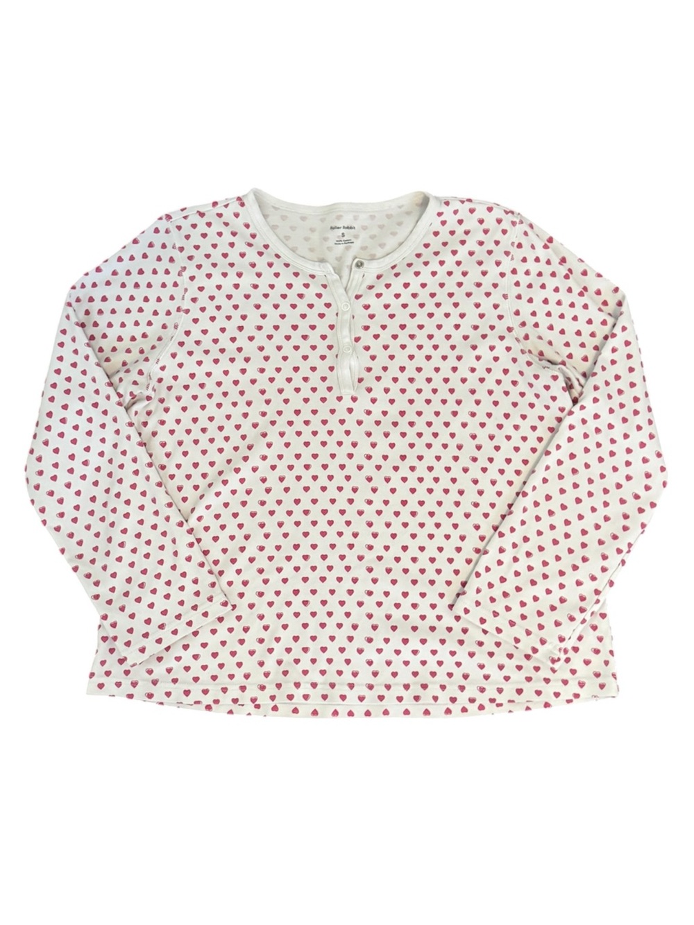 Roller Rabbit red heart pj top, long sleeve, Women's Small / S , Pima Cotton
